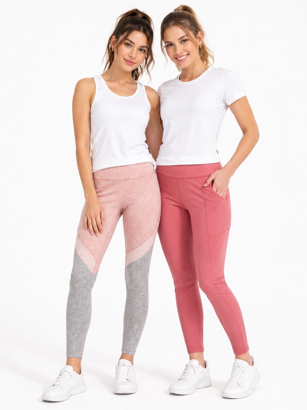 Womens Stylish Pink and Gray Leggings